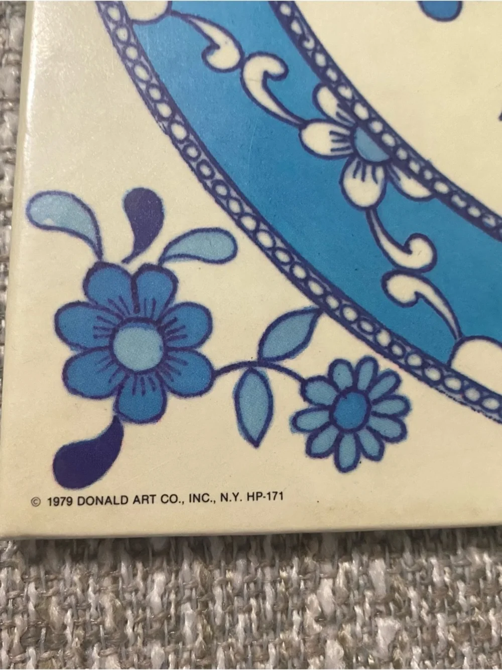 Vintage 1970s Litho In USA Donald Art Co Decor For Wall (1979) Blue & Cream